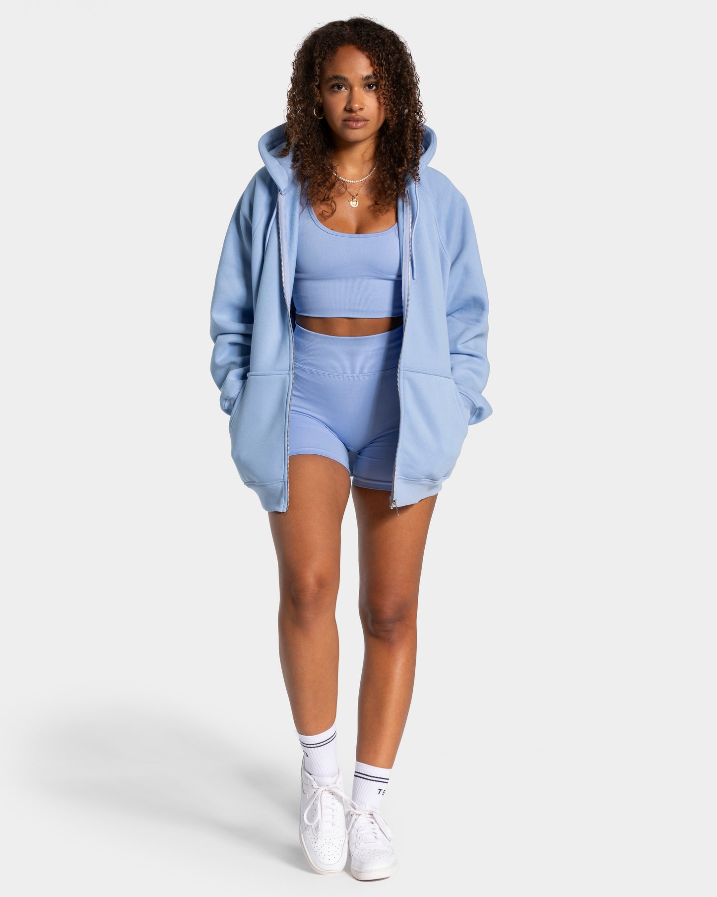 Statement Oversized Full Zip Hoodie 'Blue'