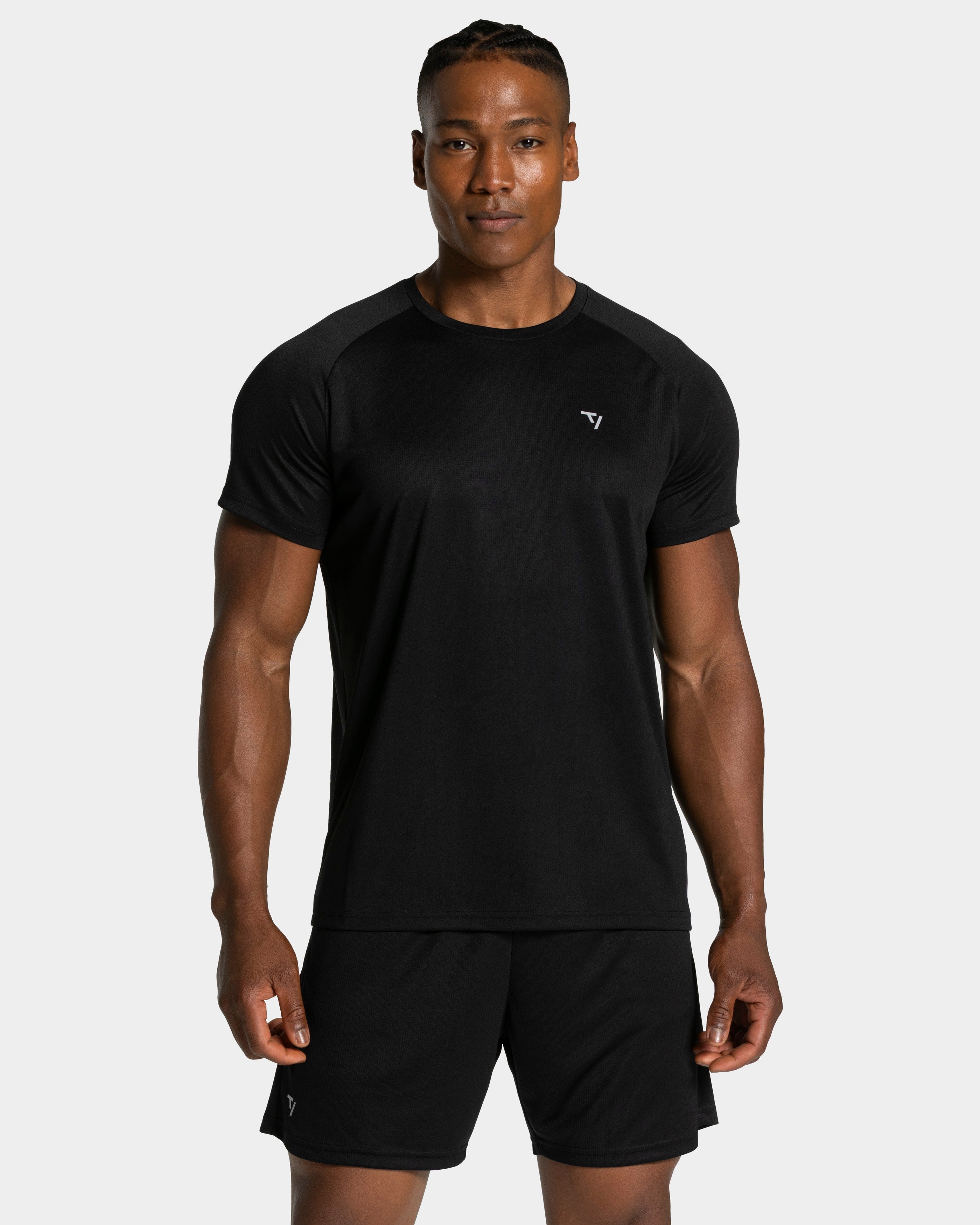 T-Shirt Mit Geometrischem Print Und Mesh-Einsatz