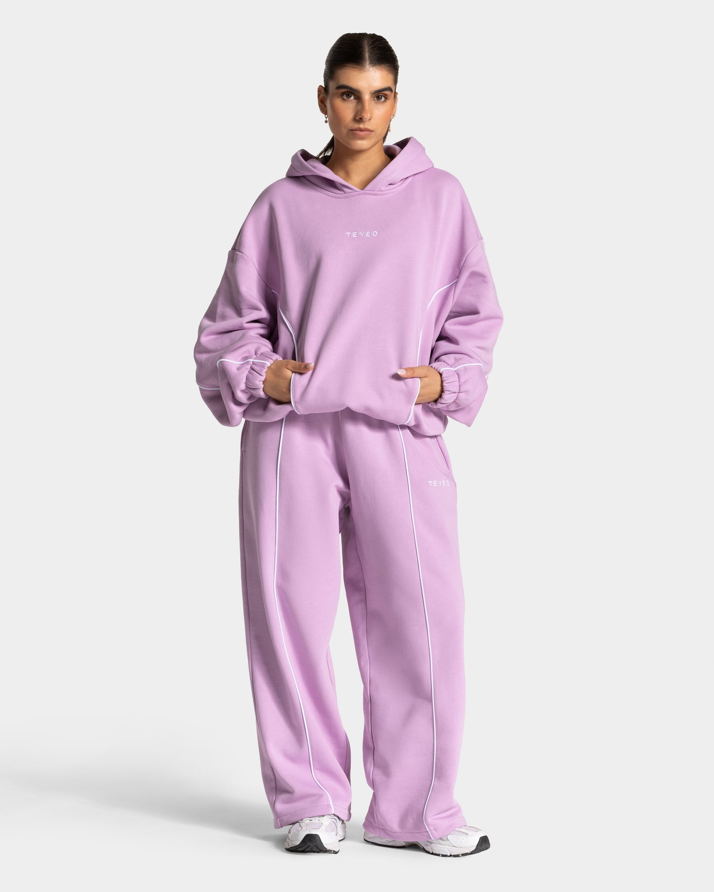 Contrastline Hooded Sweater ‘Orchid’