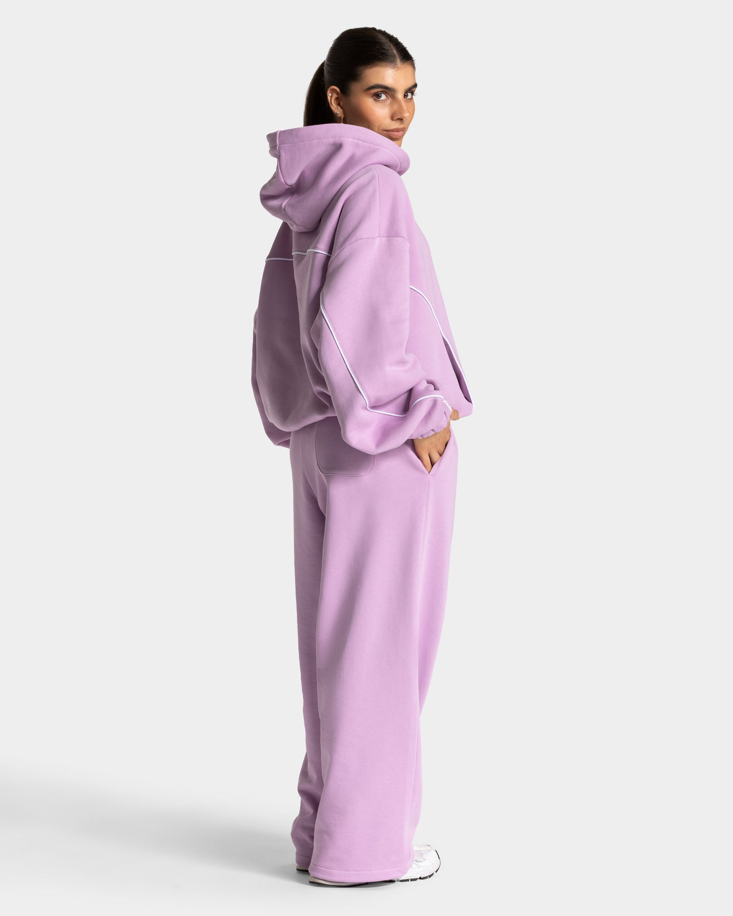 Contrastline Hooded Sweater ‘Orchid’