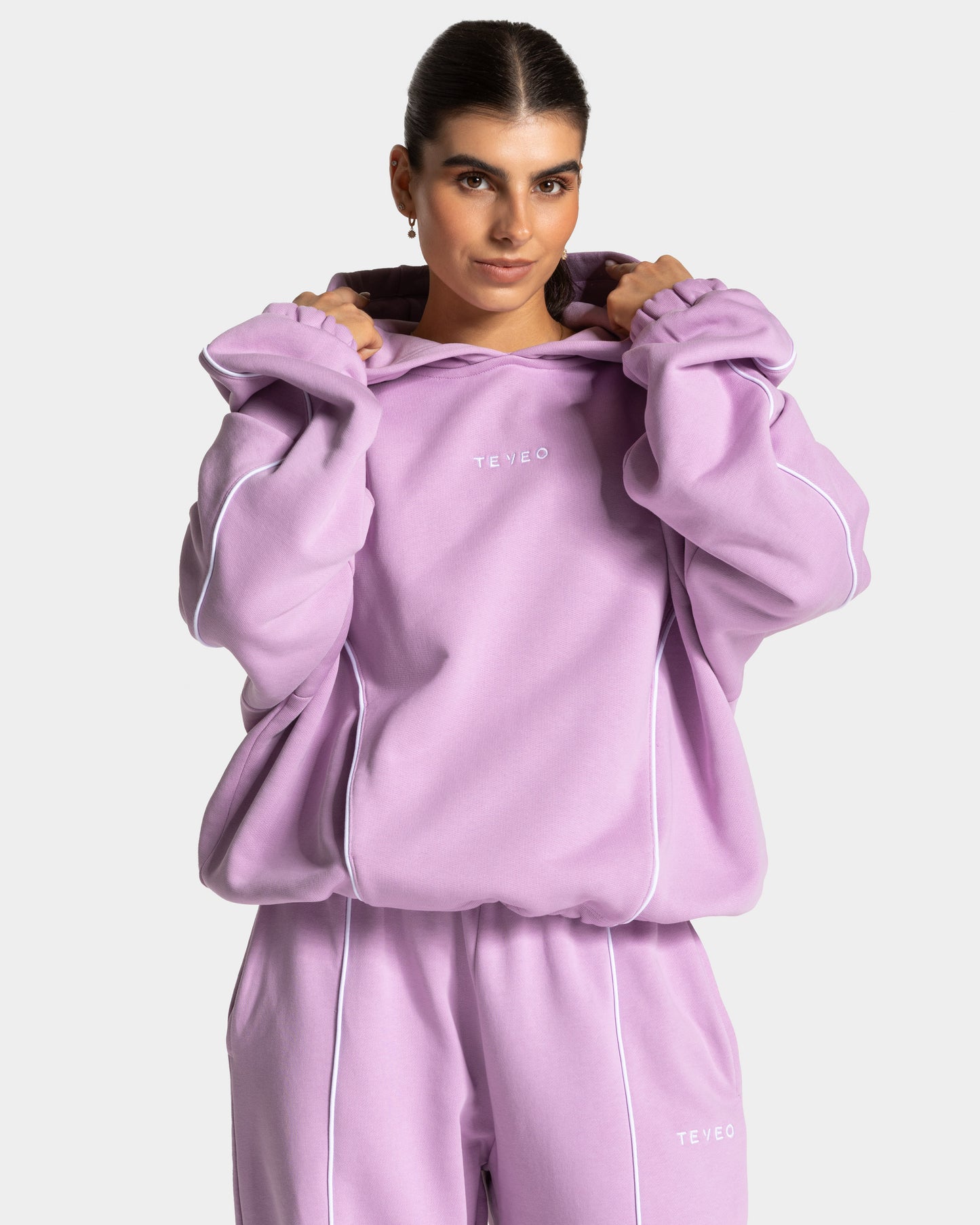 Contrastline Hooded Sweater ‘Orchid’