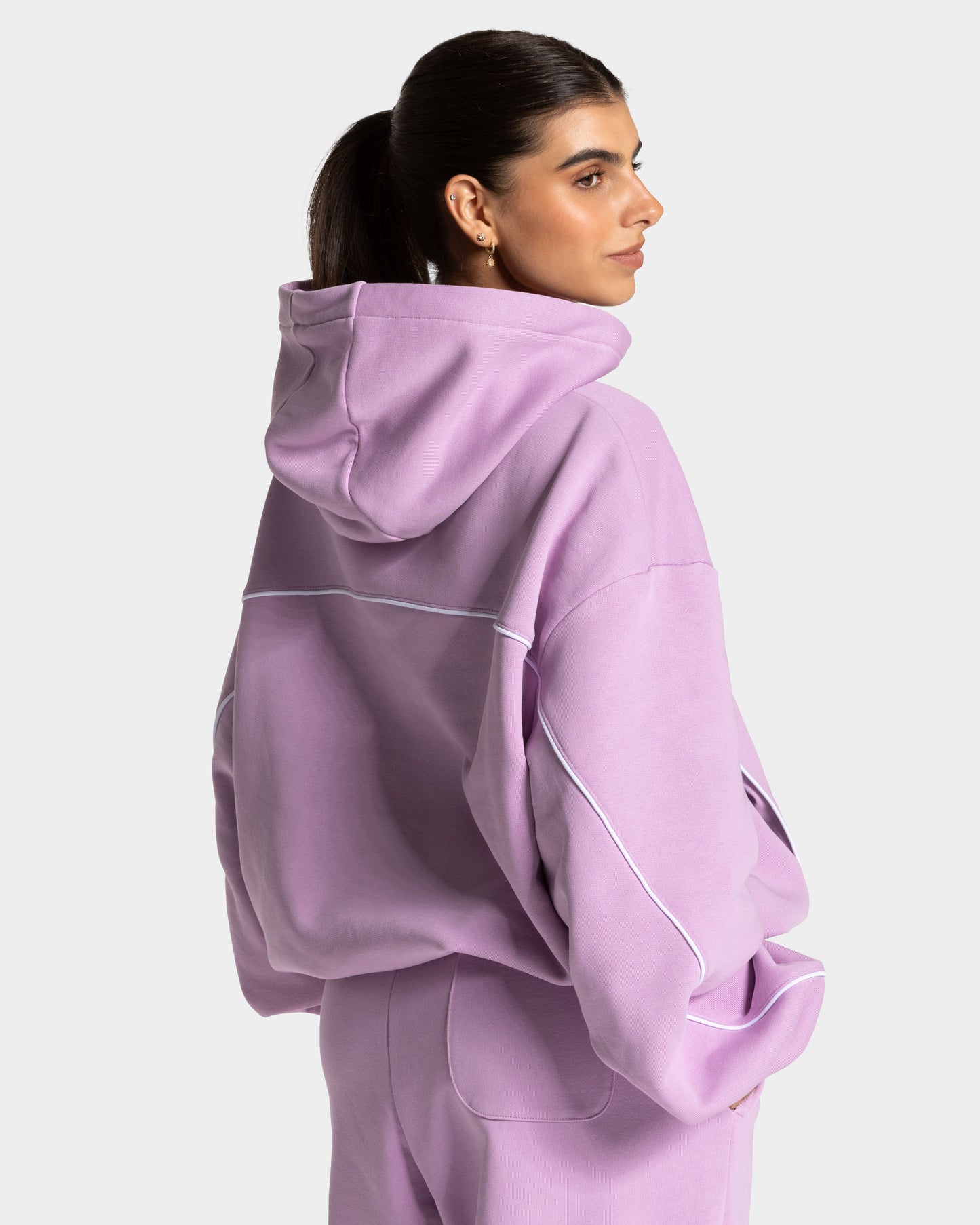 Contrastline Hooded Sweater ‘Orchid’