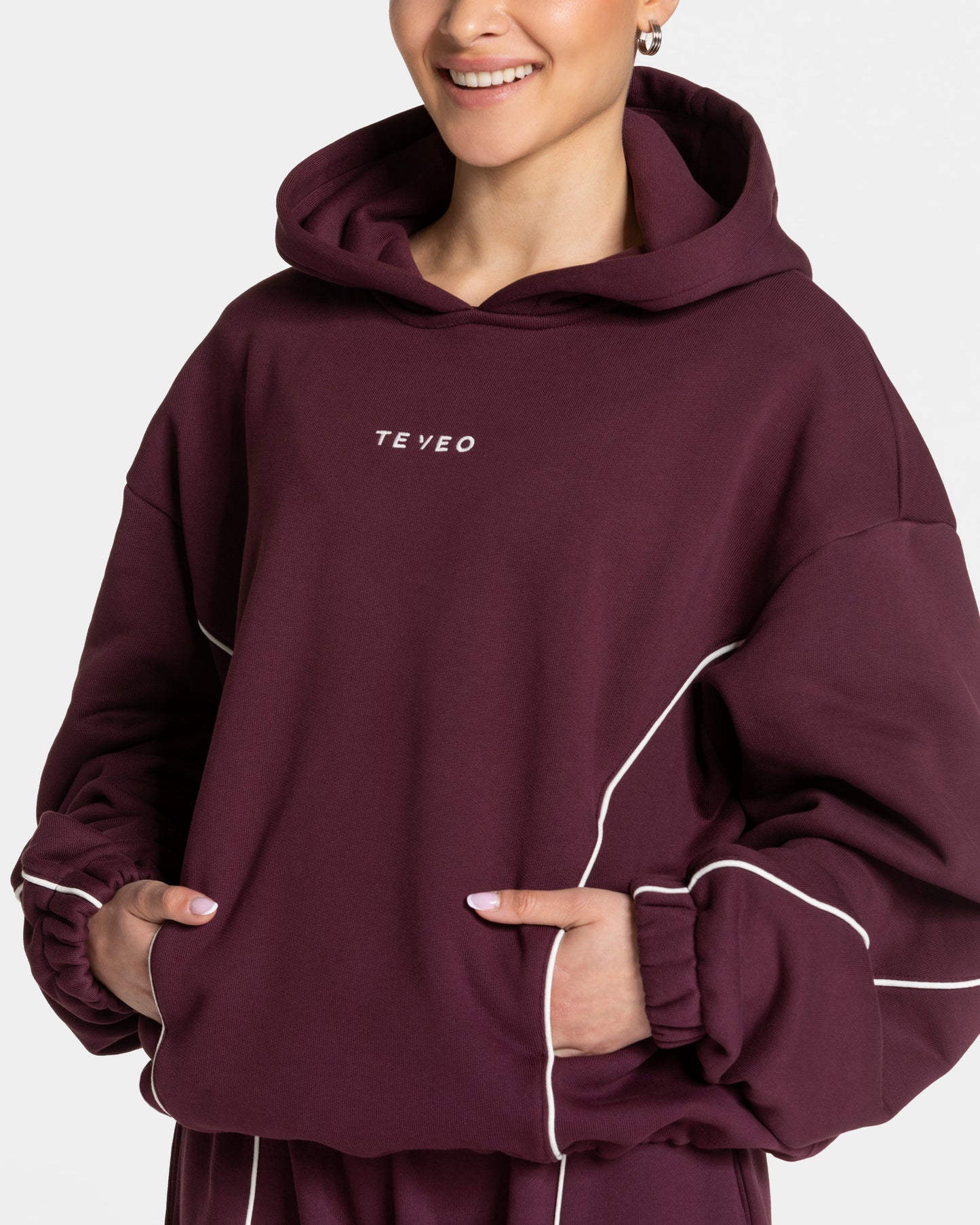 Contrastline Hooded Sweater ‘Plum’