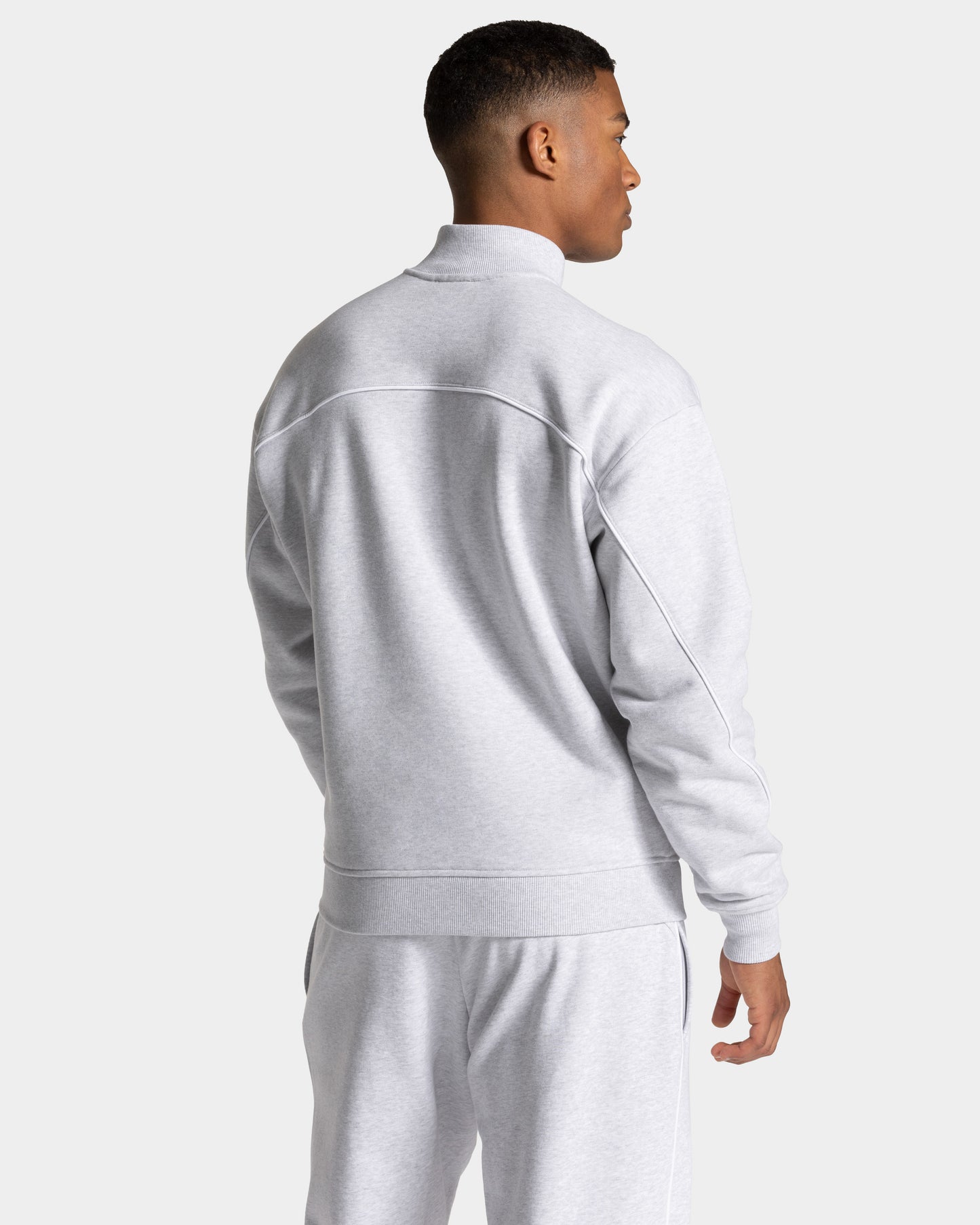 Contrastline Zip Sweater ‘White Merl – White’