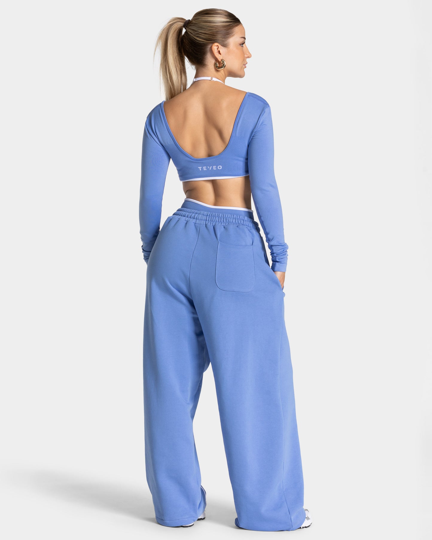 Contrastline Wide Leg Joggers ‘Azure’