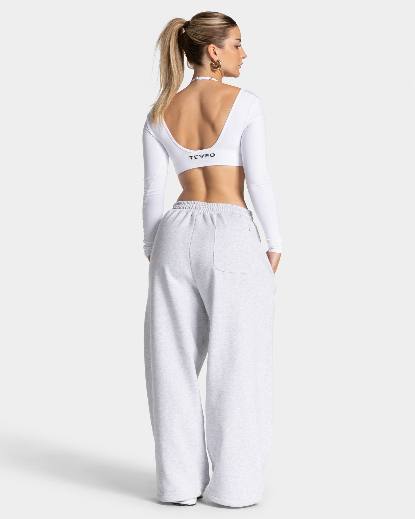 Contrastline Wide Leg Joggers ‘White Marl’