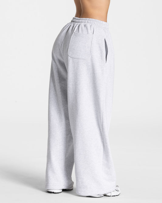 Contrastline Wide Leg Joggers ‘White Marl’