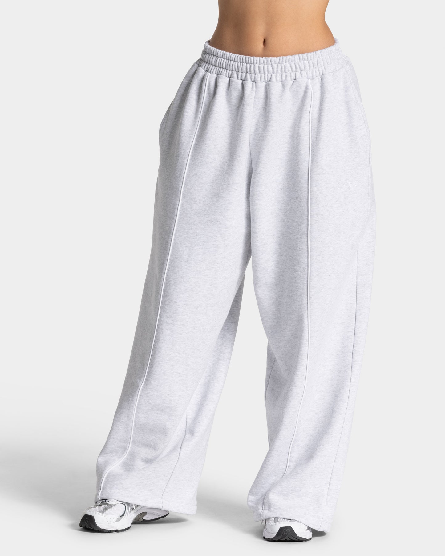 Contrastline Wide Leg Joggers ‘White Marl’