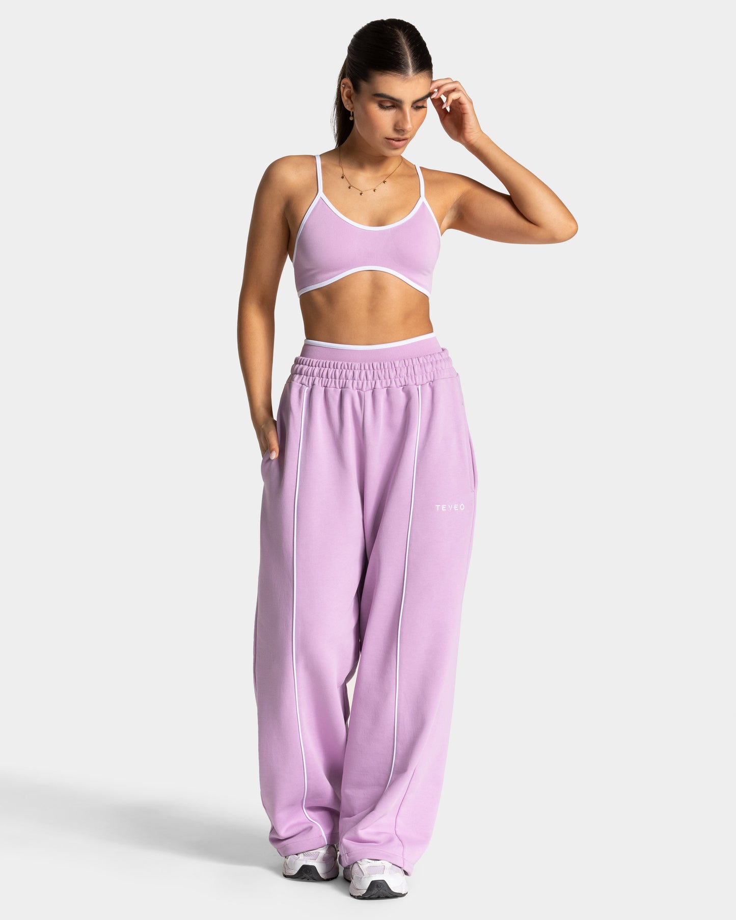 Contrastline Wide Leg Joggers ‘Orchid’