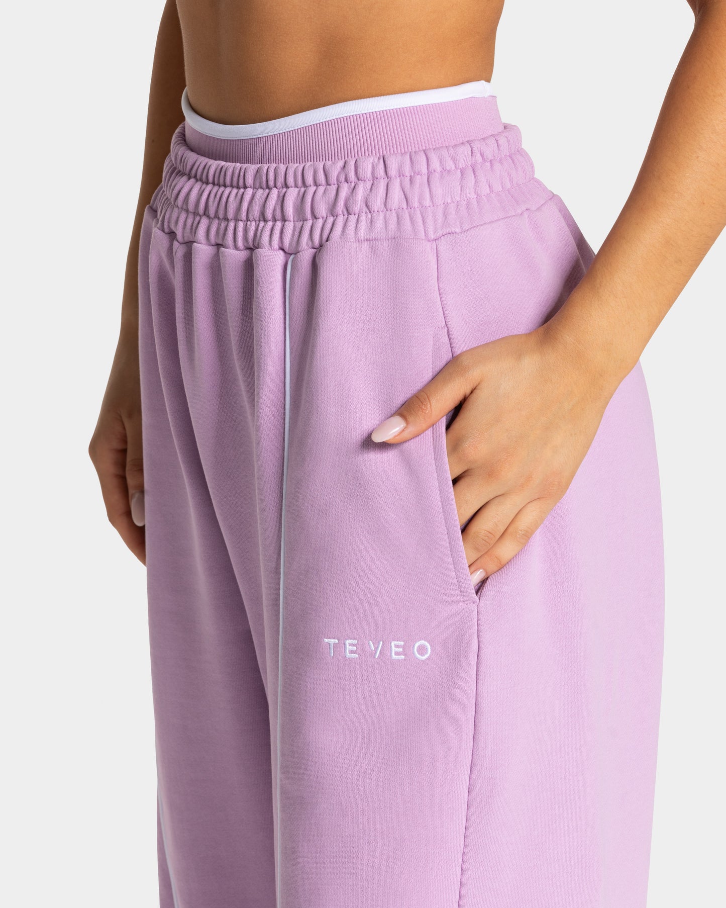 Contrastline Wide Leg Joggers ‘Orchid’