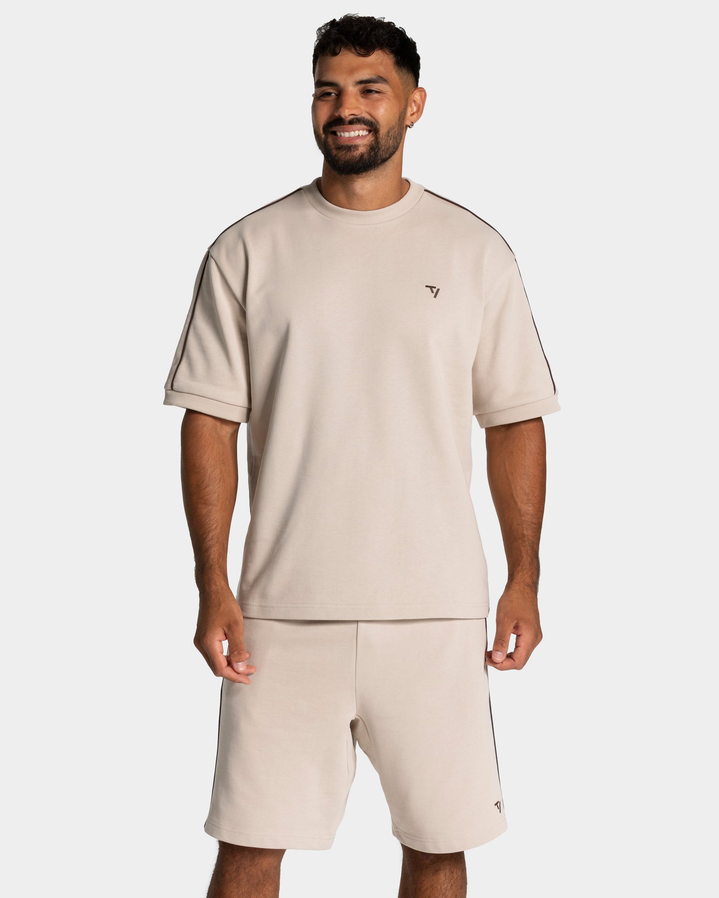 T-shirt oversize Contrastline « Cream »