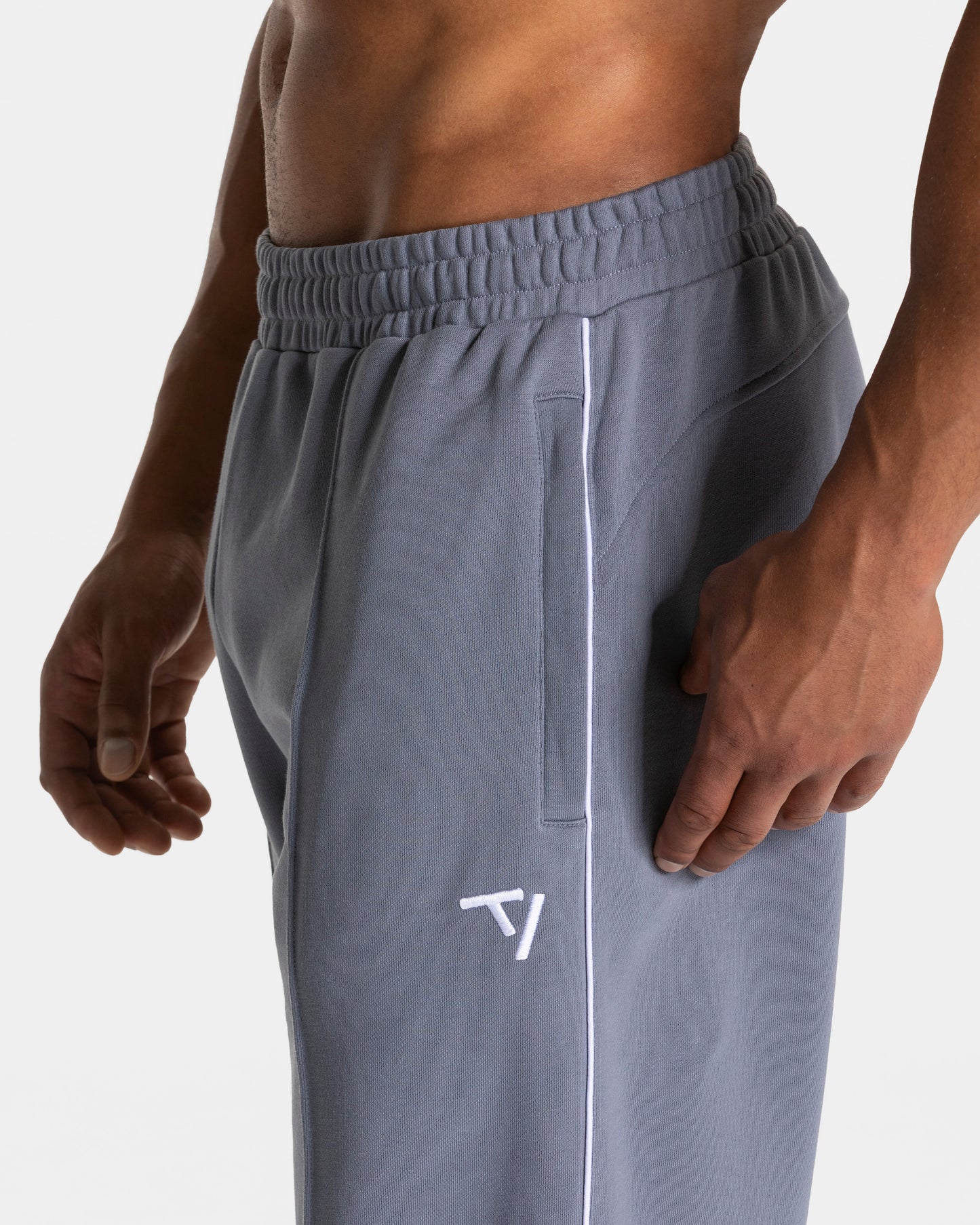 Contrastline Straight Leg Joggers ‘Ice Grey – White’