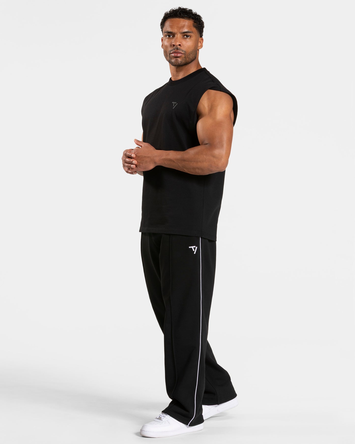 Contrastline Straight Leg Joggers ‘Black – White’