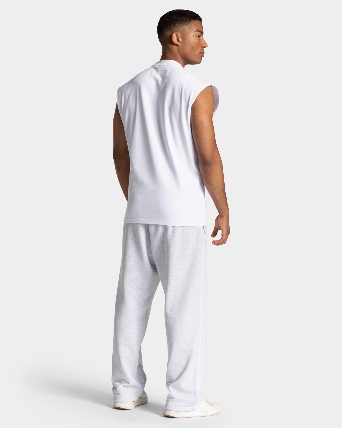 Contrastline Straight Leg Joggers ‘White Merl – White’