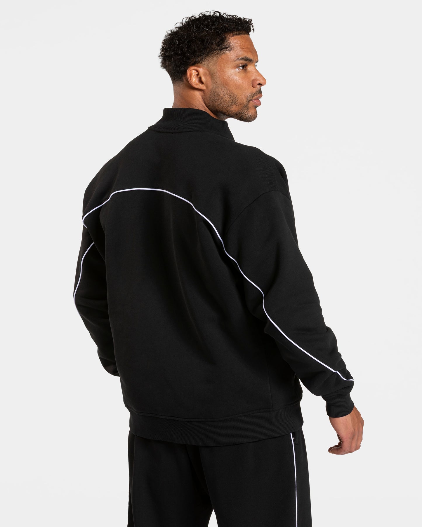 Contrastline Zip Sweater ‘Black – White’