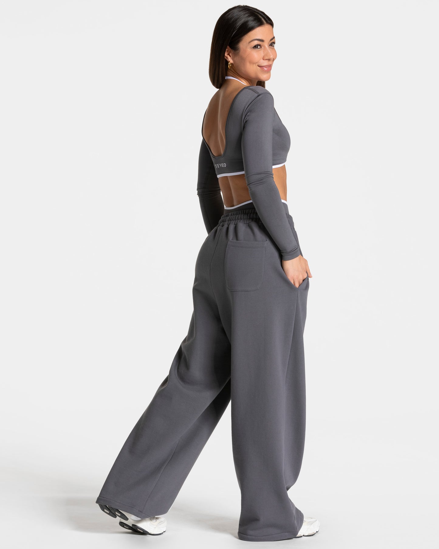 Contrastline Wide Leg Joggers ‘Graphite’