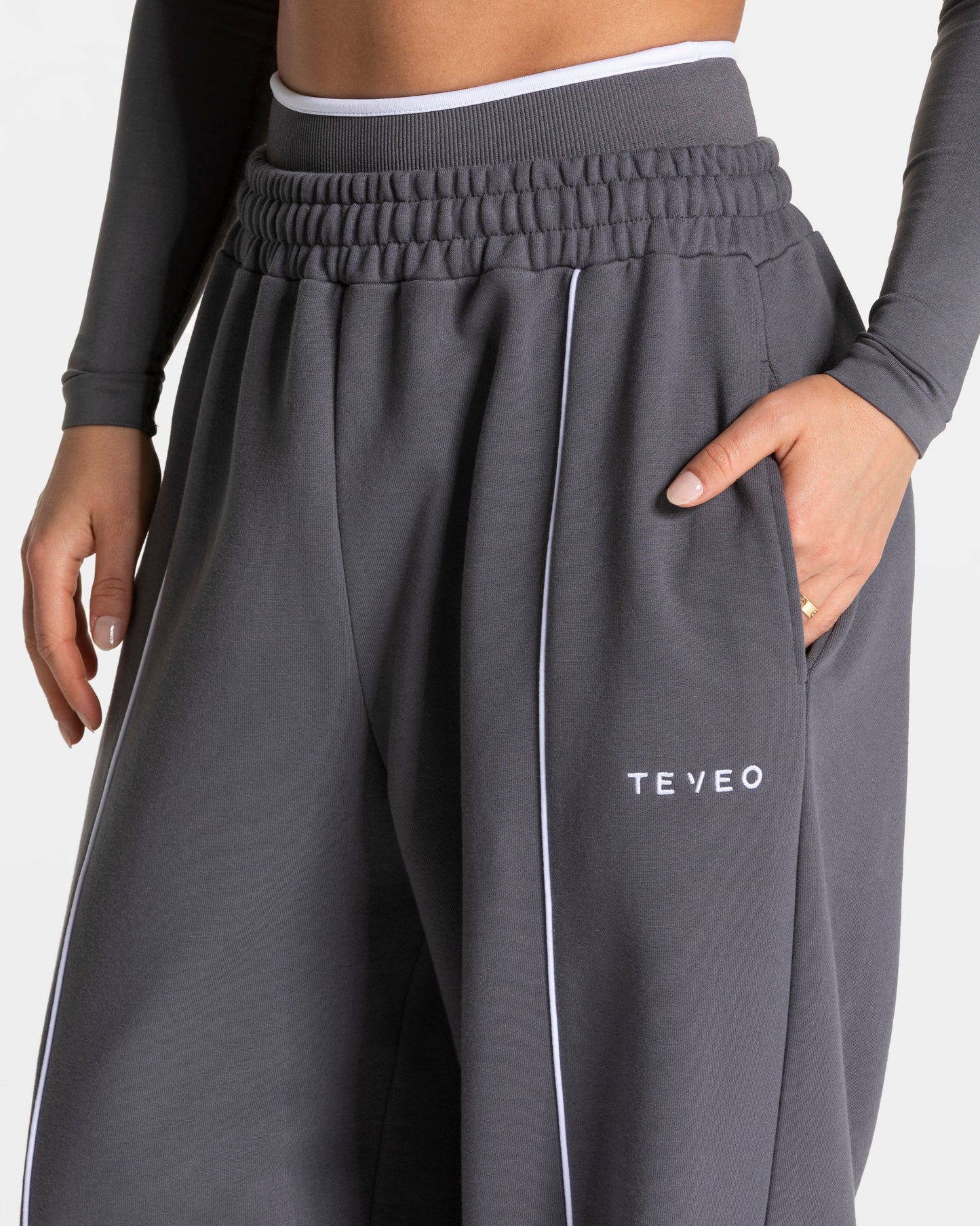 Contrastline Wide Leg Joggers ‘Graphite’