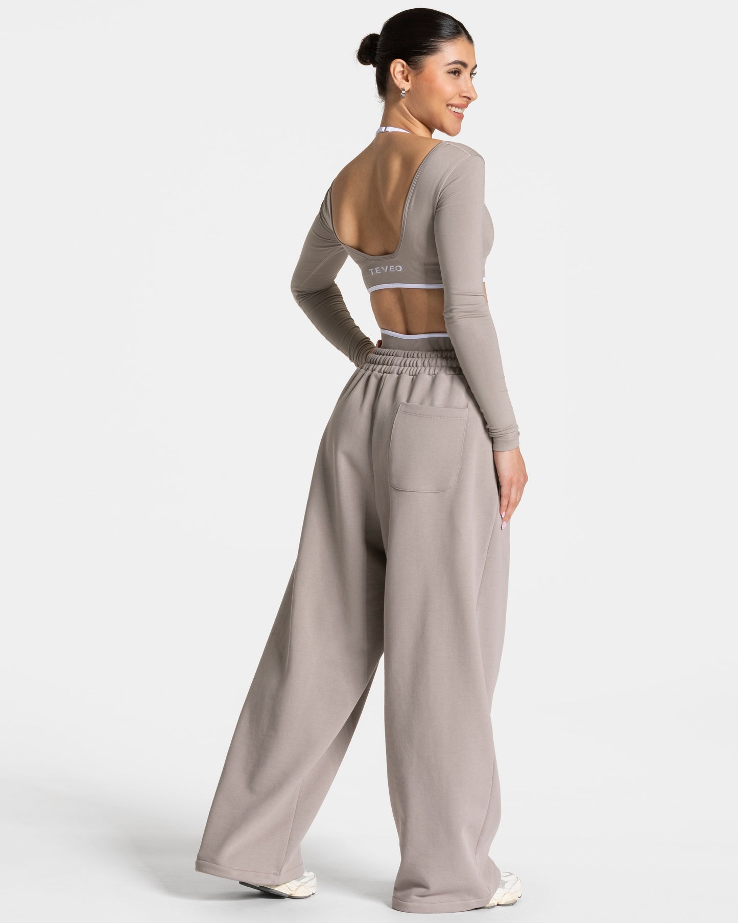 Contrastline Wide Leg Joggers ‘Stone’