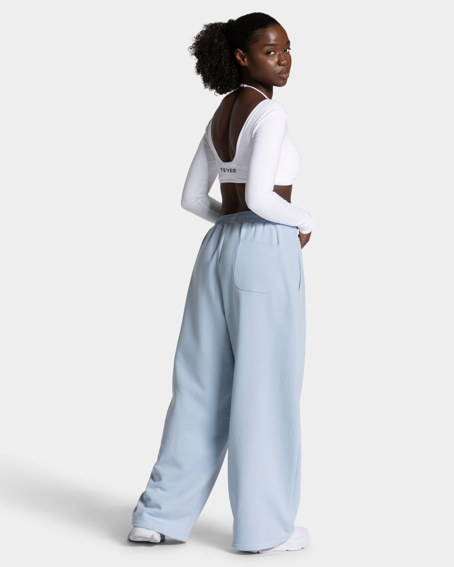 Contrastline Wide Leg Joggers ‘Baby Blue’