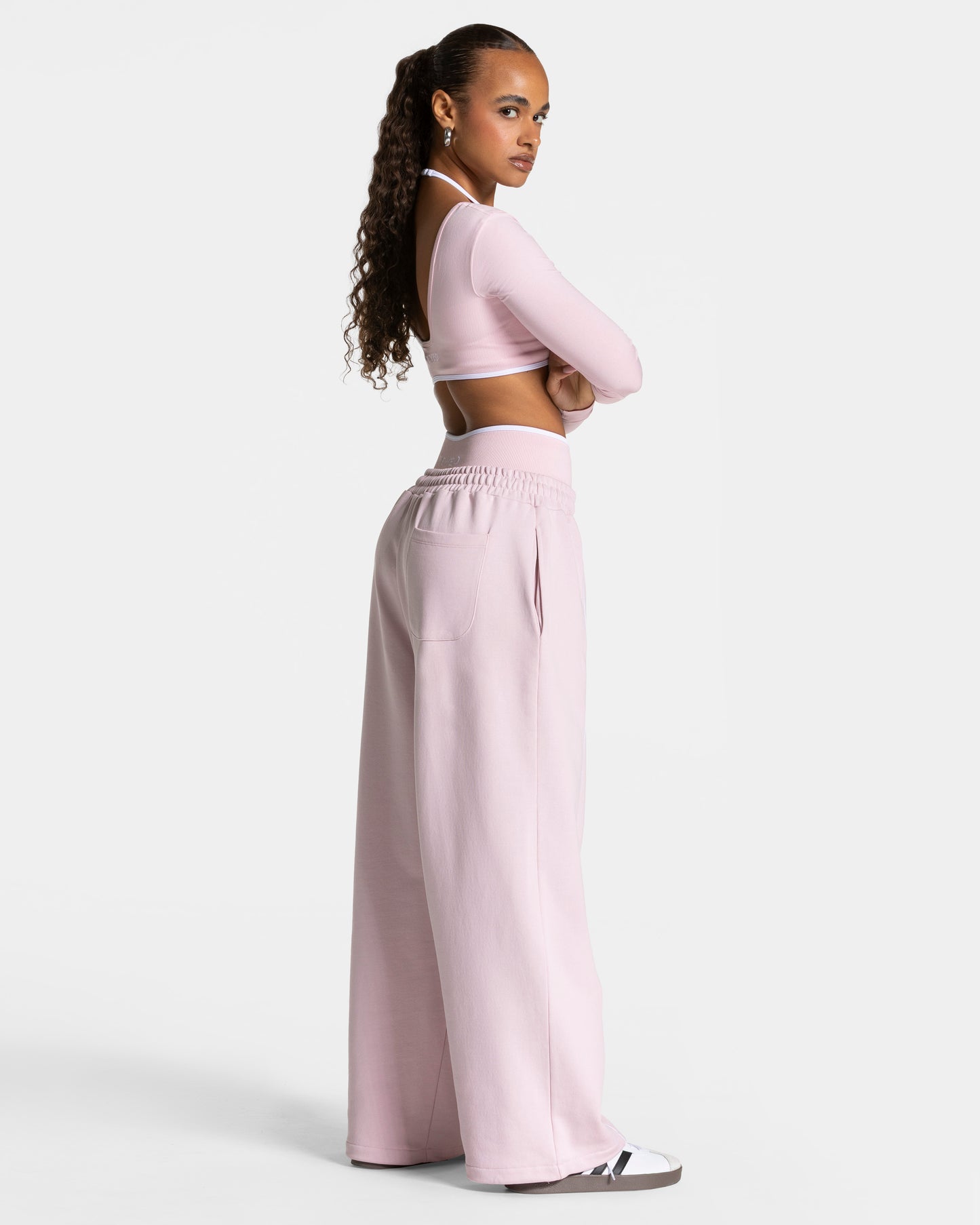 Contrastline Wide Leg Joggers ‘Pink’