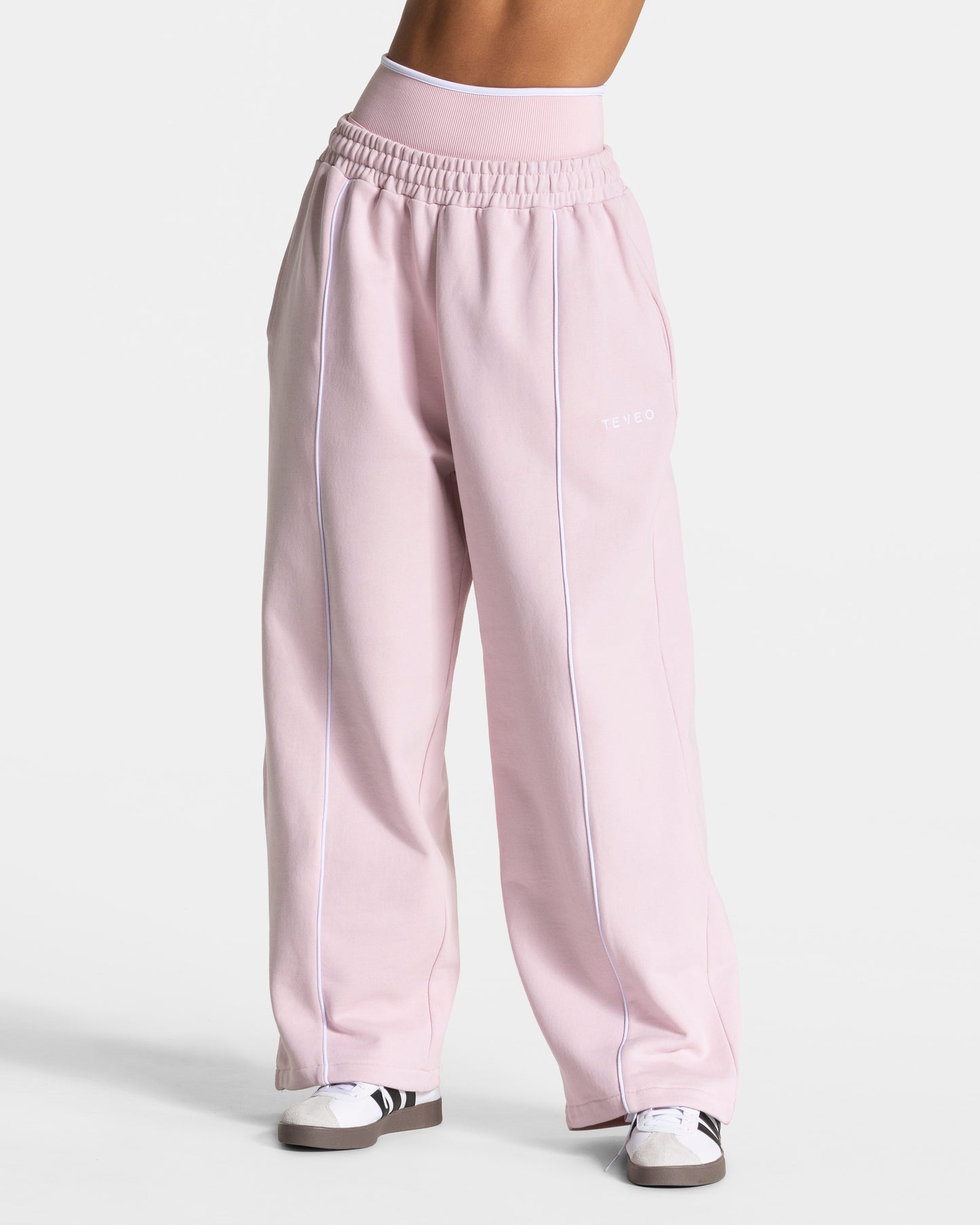 Contrastline Wide Leg Joggers ‘Pink’