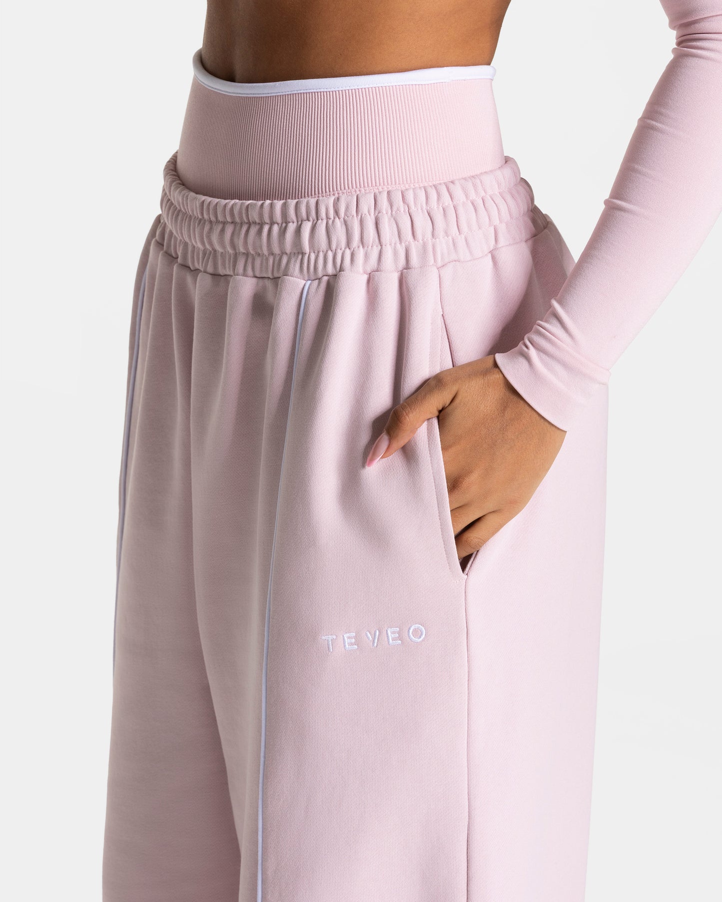Contrastline Wide Leg Joggers ‘Pink’