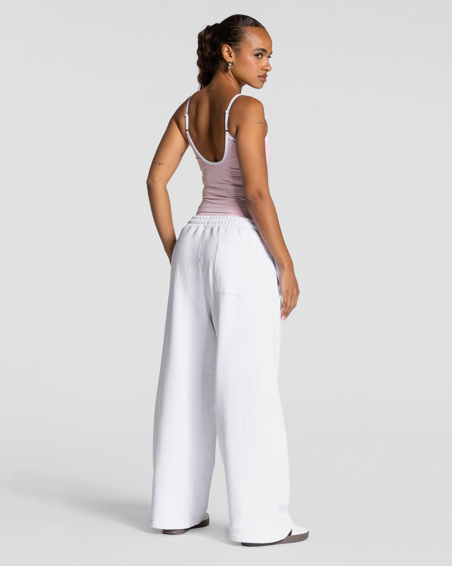 Contrastline Wide Leg Joggers ‘White’