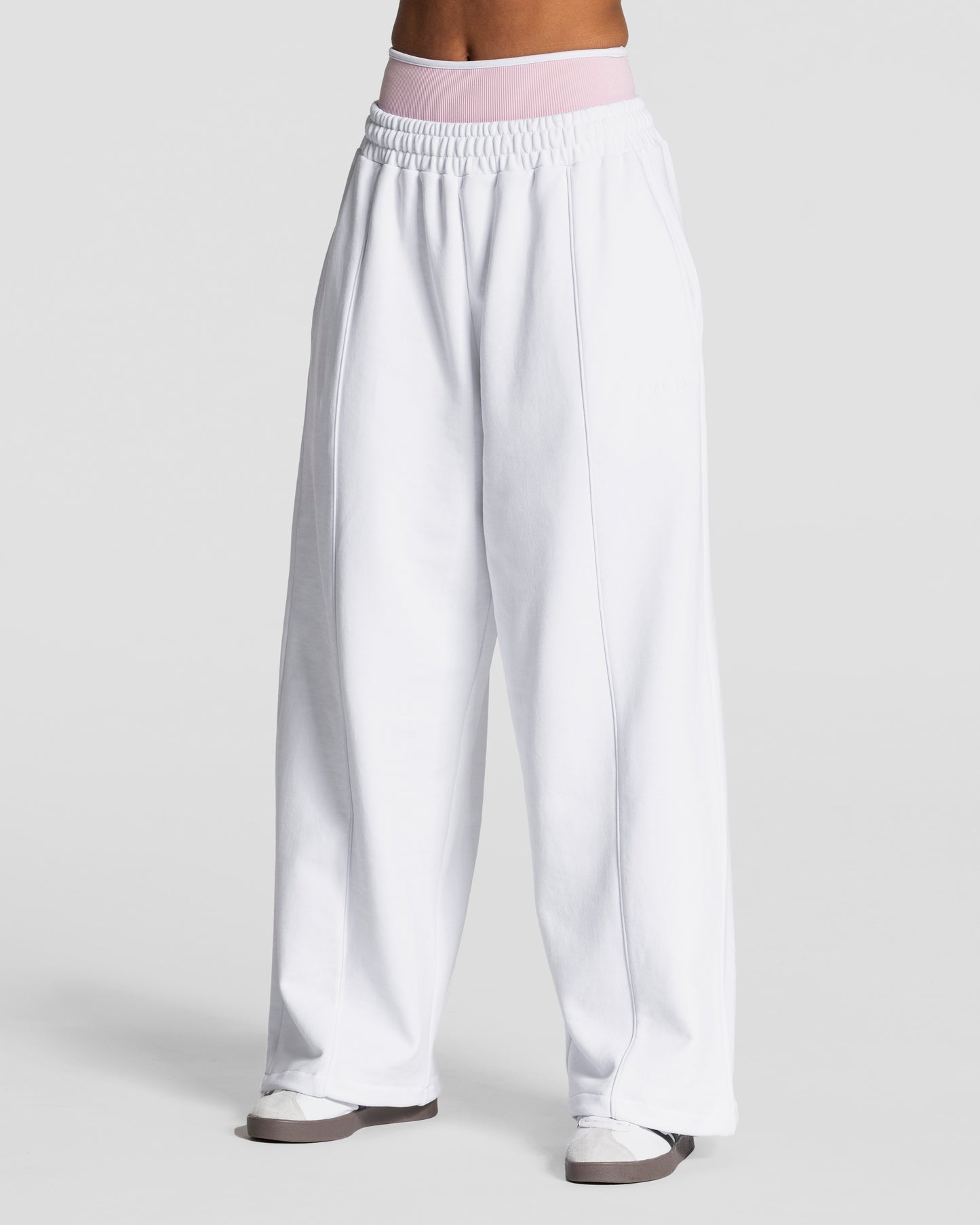Contrastline Wide Leg Joggers ‘White’