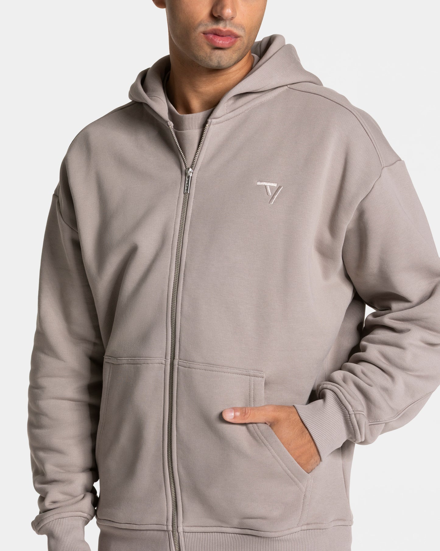 Contrastline Zip Jacket ‘Stone’