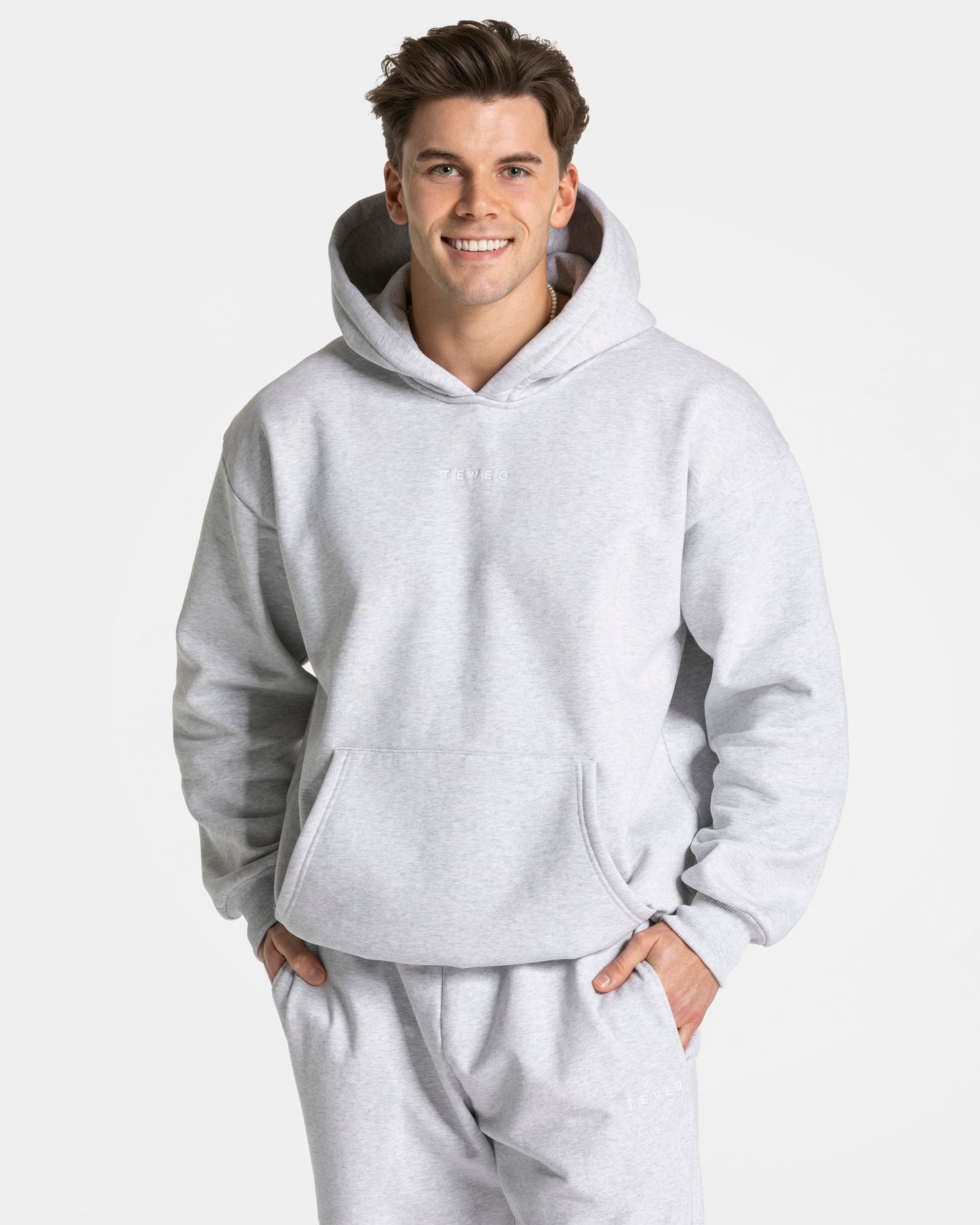 Sweat à capuche oversize RI’VAIV « gris clair »