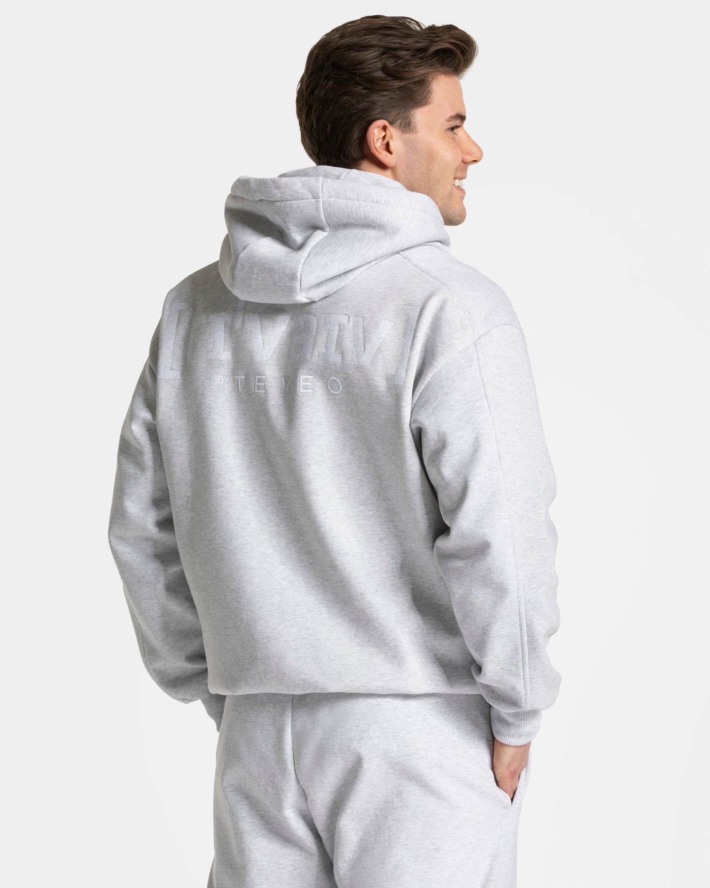 Sweat à capuche oversize RI’VAIV « gris clair »
