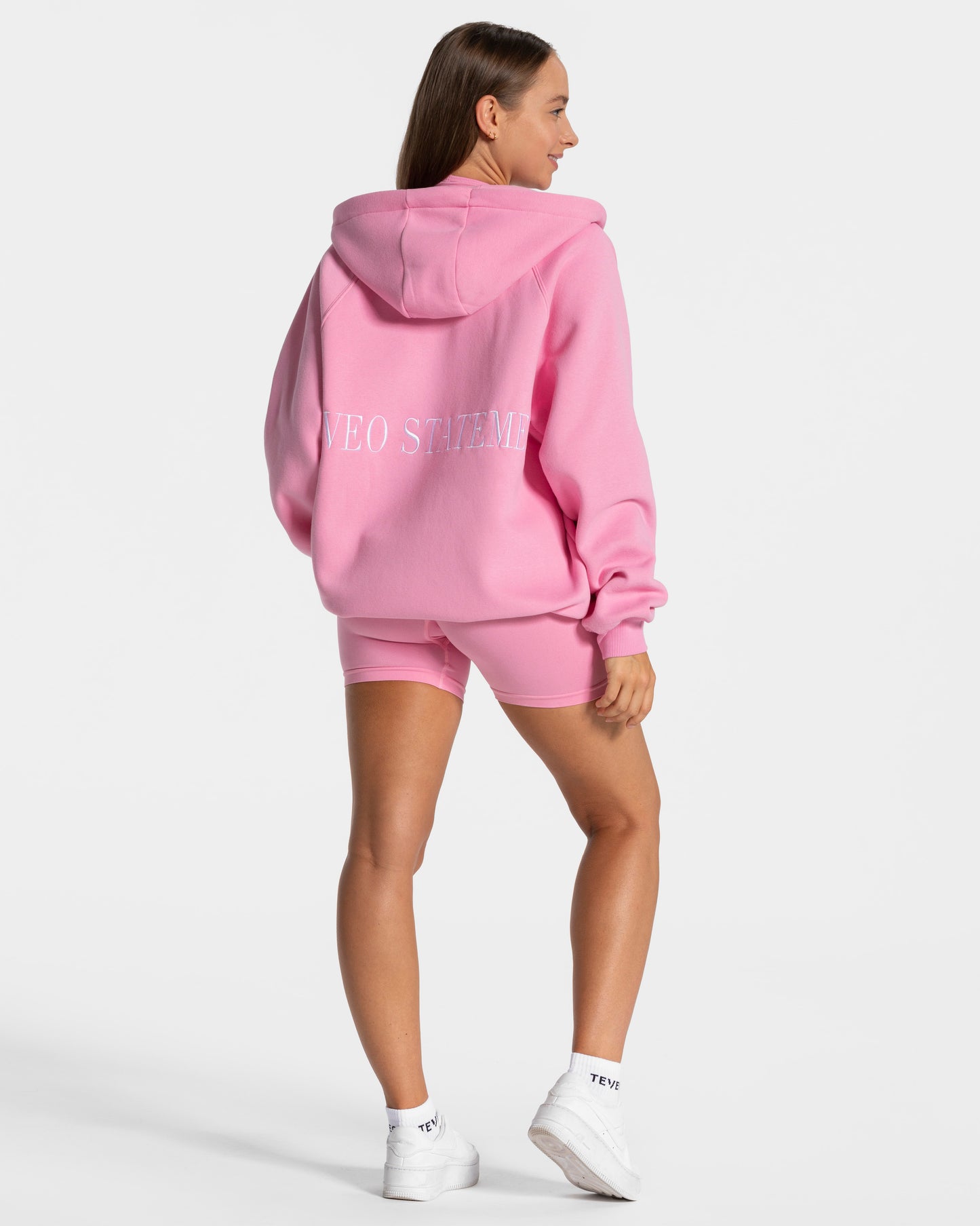 Statement Oversized Full Zip Hoodie ‘Pink’