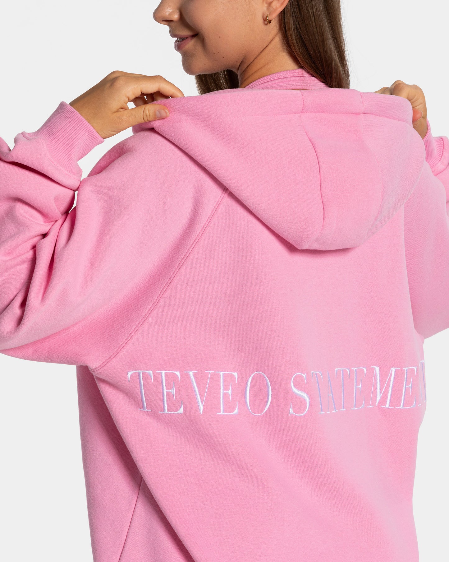 Statement Oversized Full Zip Hoodie ‘Pink’