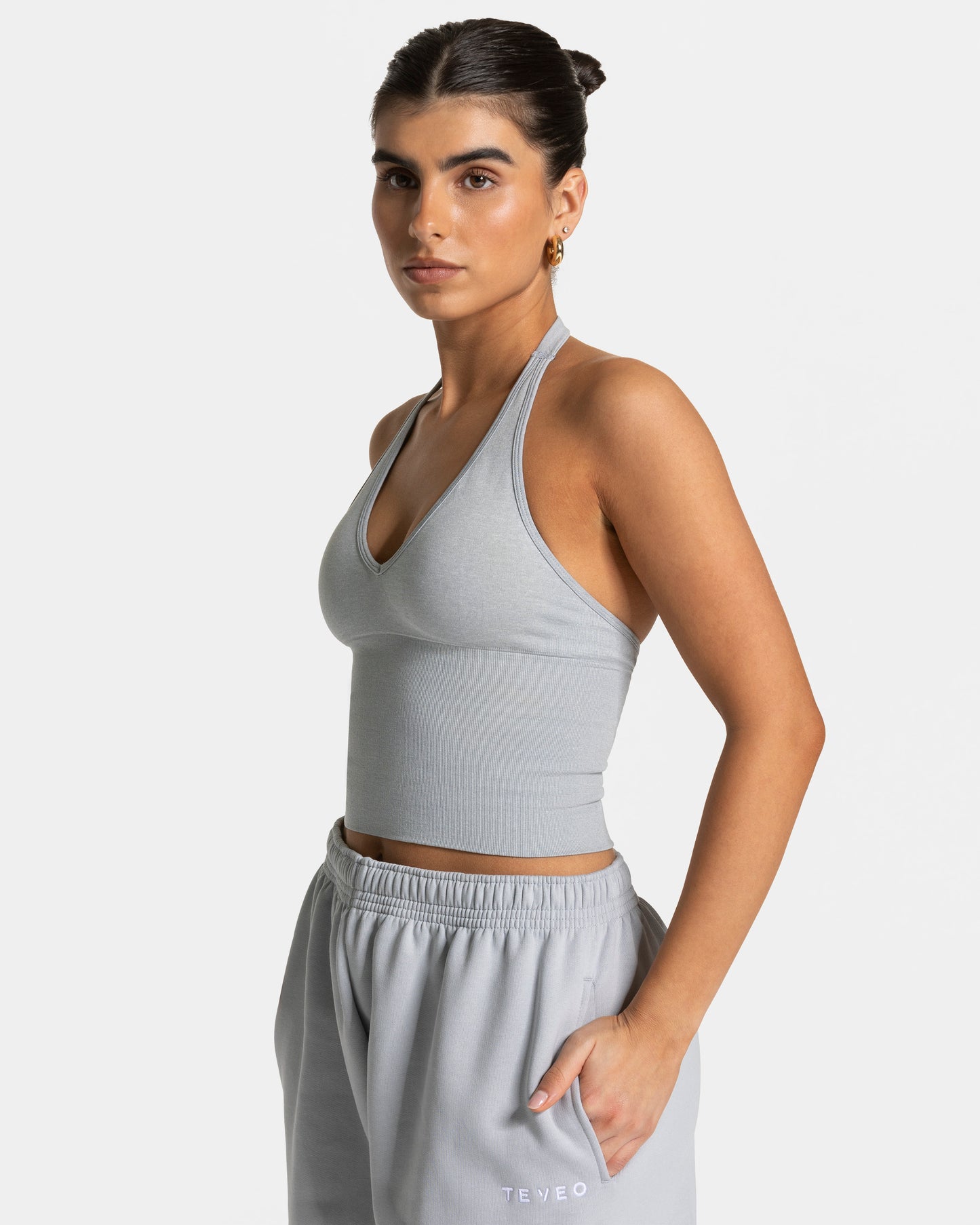 Timeless Pro Halterneck Top ‘Light Grey’