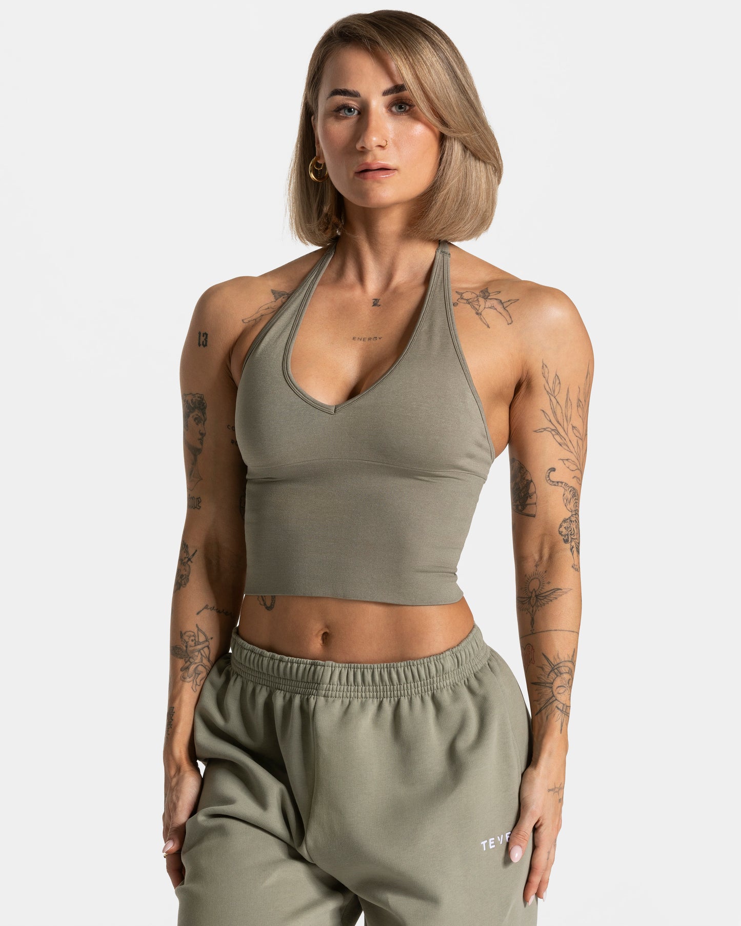 Timeless Pro Halterneck Top ‘Khaki’