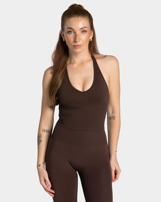 Top con scollo all’americana Timeless Pro "Espresso"