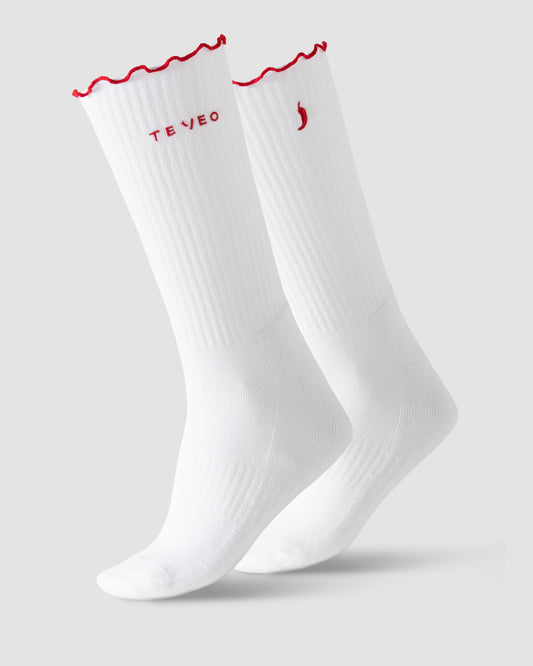 Chaussettes à volants Valentine (2 paires) « Rose Chili/blanc Chili »