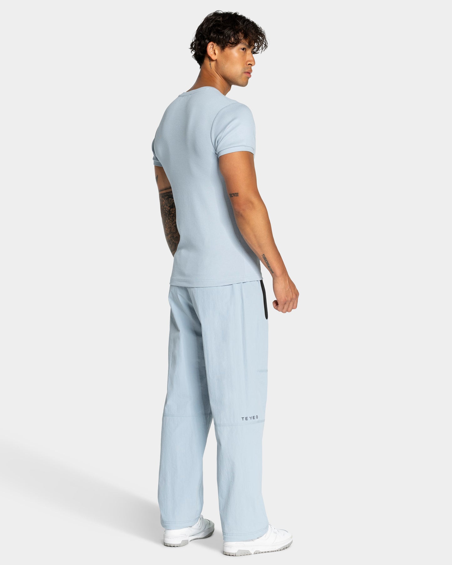 Workout Ribbed T-Shirt ‘Steel Blue’
