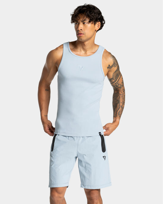 Workout Ribbed Tank "Stahlblau"