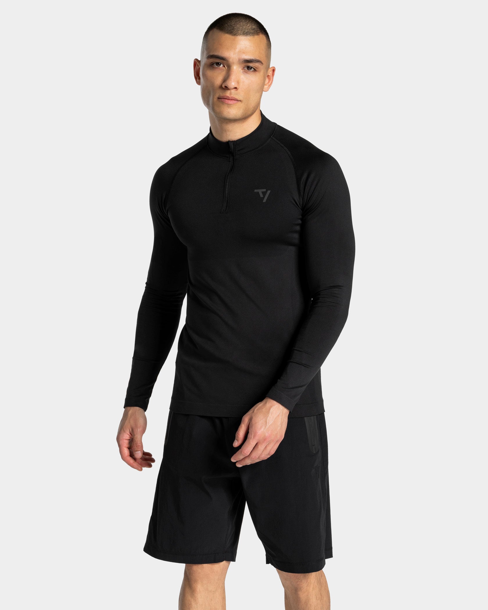 Workout Seamless Half-Zip Longsleeve Top 'Black - Anthracite'