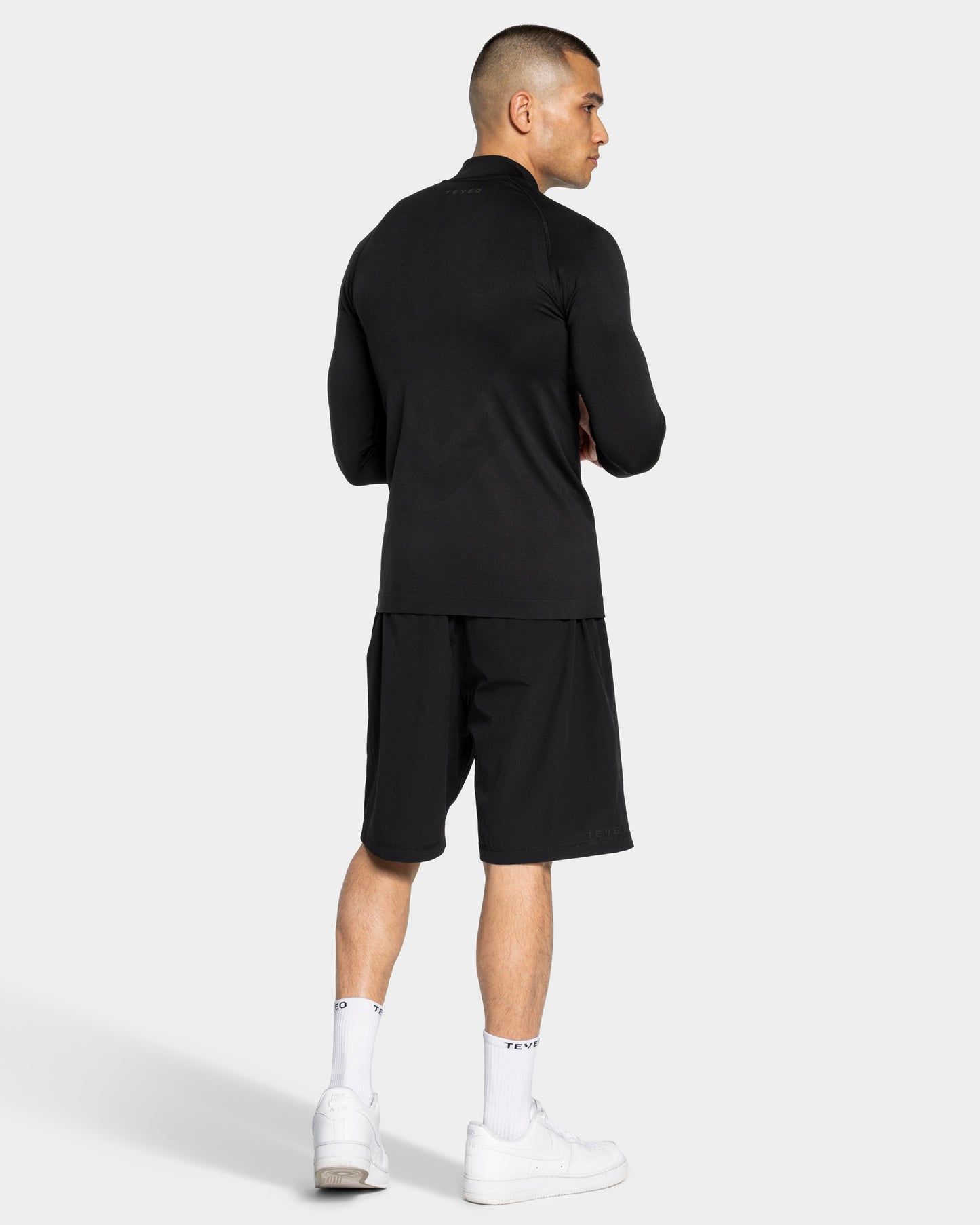 Haut à manches longues demi-zippé Workout sans coutures « noir/anthracite »