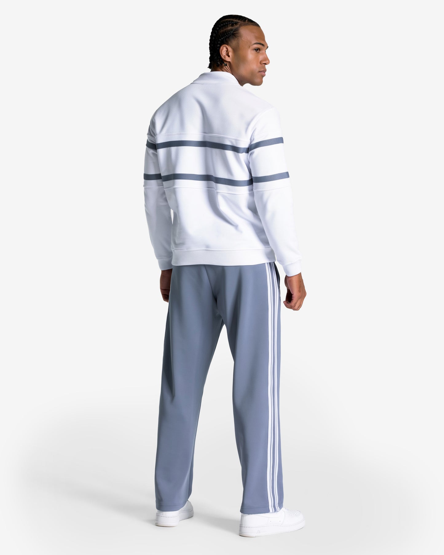 Sweat-shirt demi-zippé Club « blanc-bleu-acier »