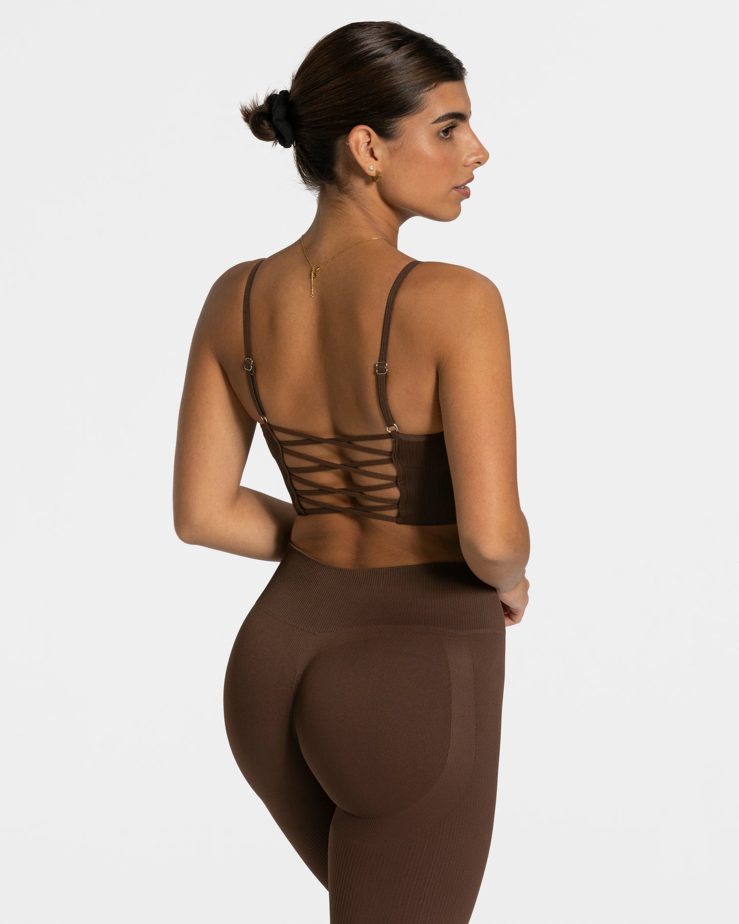 Elegant Cross Top ‘Dark Brown’
