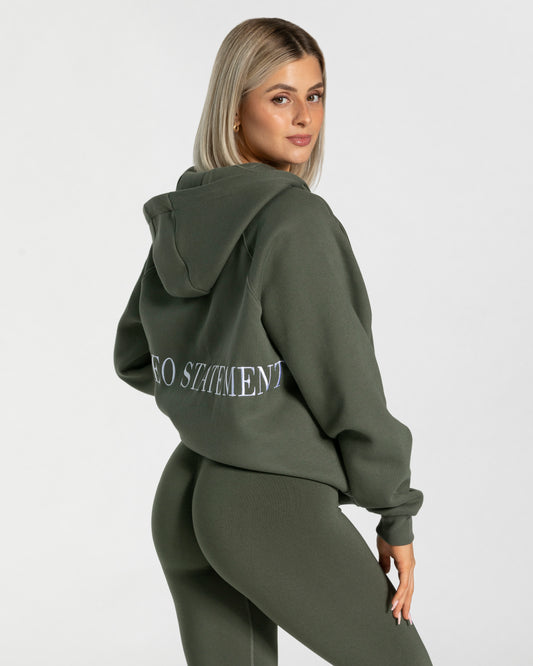 Statement Oversized Full Zip Hoodie ‘Khaki’