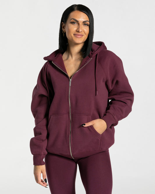 Statement Oversized Full Zip Hoodie ‘Plum’