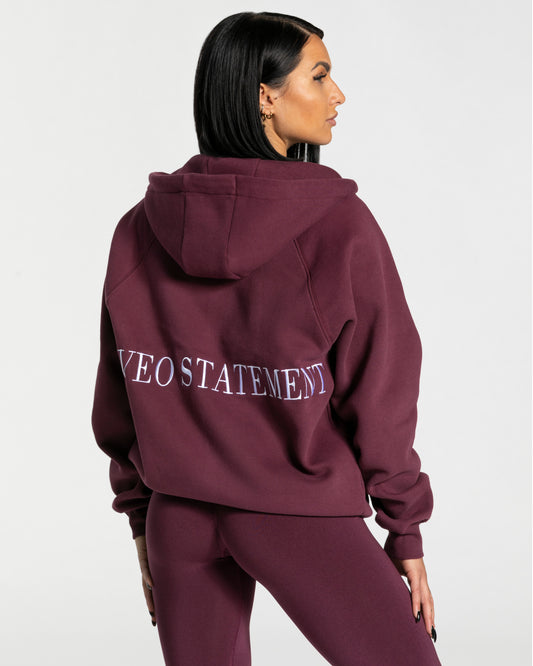Statement Oversized Full Zip Hoodie ‘Plum’