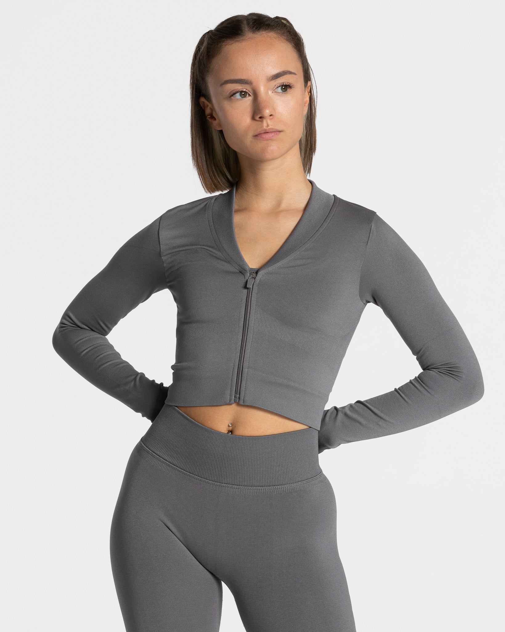Veste De Gym Zip Pour Femmes - Tissu Respirant, Manches Longues Avec Trous Pour Pouces