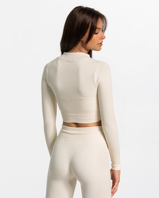 Ribbed Zip Jacke "Ivory" - TEVEO