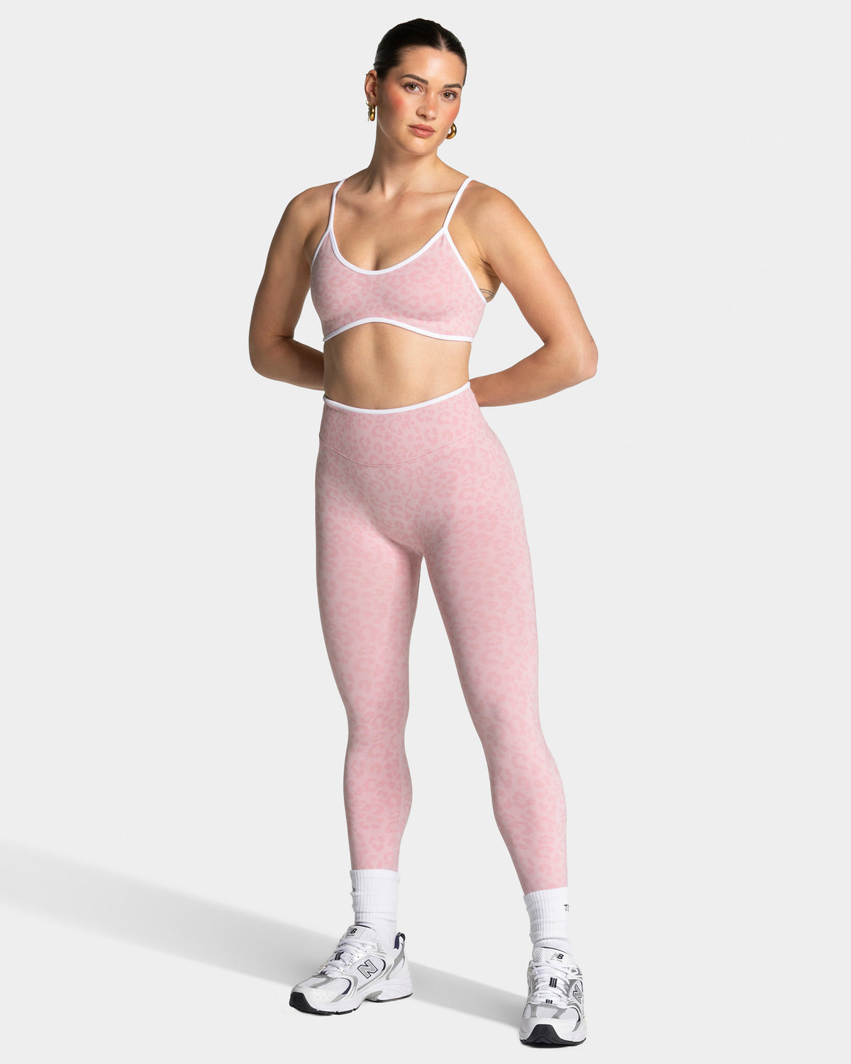 Contrastline Sculpt Scrunch Leggings ‘Light Pink Leopard’