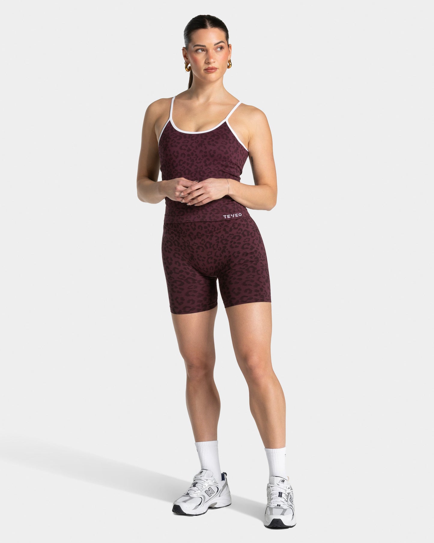 Shorts Sculpt Scrunch Contrastline “Stampa leopardata Merlot"